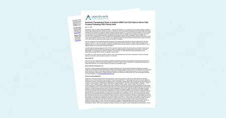Aardvark Therapeutics to Unblind Data Following FDA Clinical Hold