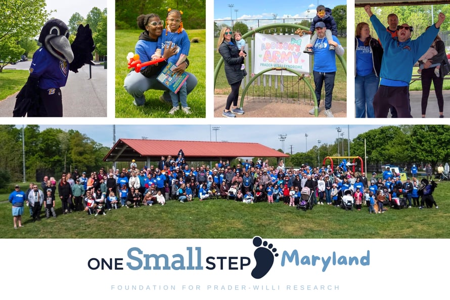 One Small Step Maryland participants gathered outdoors at a community walk event