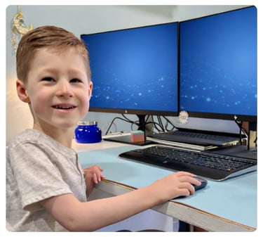 Silas working at the computer