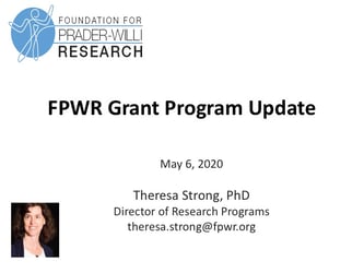FPWR Announces First Round of 2020 Grant Awards for PWS Research